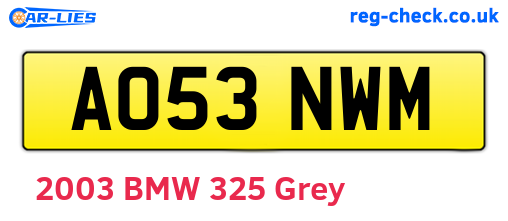 AO53NWM are the vehicle registration plates.