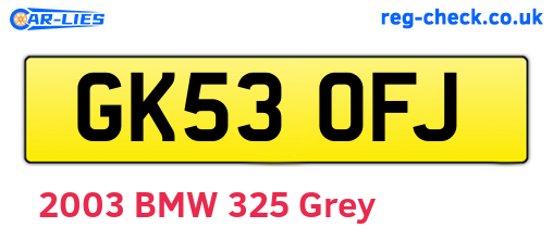 GK53OFJ are the vehicle registration plates.