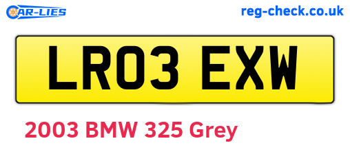 LR03EXW are the vehicle registration plates.