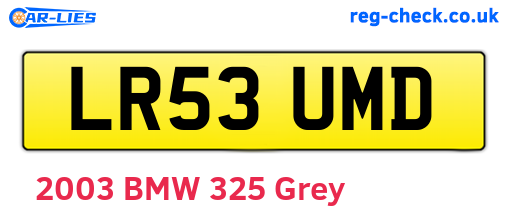 LR53UMD are the vehicle registration plates.