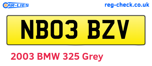 NB03BZV are the vehicle registration plates.