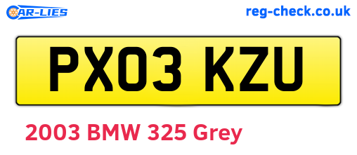 PX03KZU are the vehicle registration plates.