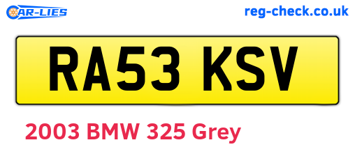 RA53KSV are the vehicle registration plates.