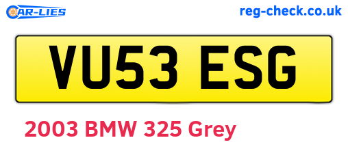VU53ESG are the vehicle registration plates.