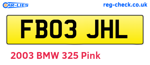 FB03JHL are the vehicle registration plates.