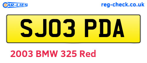 SJ03PDA are the vehicle registration plates.