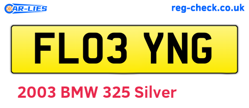 FL03YNG are the vehicle registration plates.