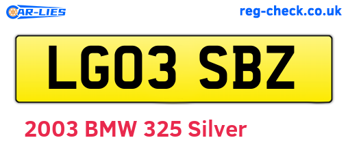 LG03SBZ are the vehicle registration plates.
