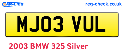MJ03VUL are the vehicle registration plates.