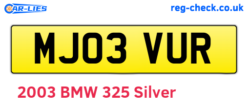 MJ03VUR are the vehicle registration plates.