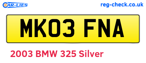 MK03FNA are the vehicle registration plates.