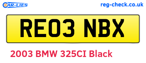 RE03NBX are the vehicle registration plates.