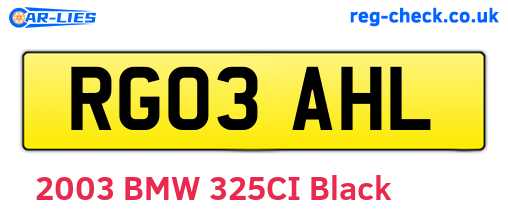 RG03AHL are the vehicle registration plates.