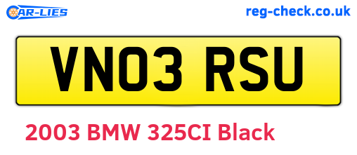 VN03RSU are the vehicle registration plates.