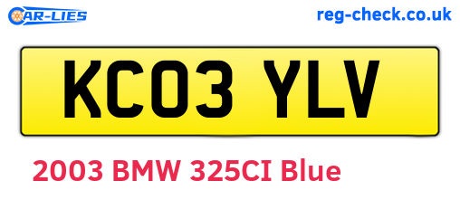 KC03YLV are the vehicle registration plates.