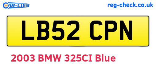 LB52CPN are the vehicle registration plates.