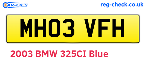 MH03VFH are the vehicle registration plates.