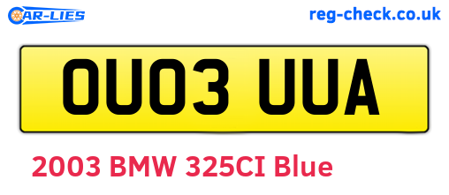 OU03UUA are the vehicle registration plates.