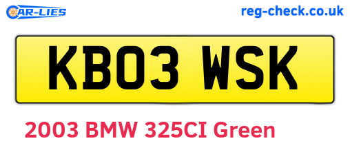 KB03WSK are the vehicle registration plates.