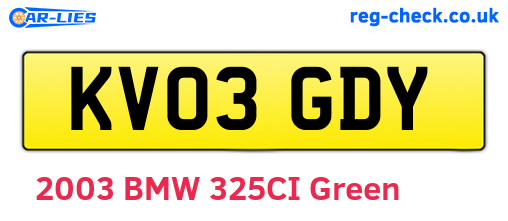 KV03GDY are the vehicle registration plates.