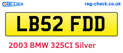 LB52FDD are the vehicle registration plates.
