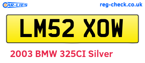 LM52XOW are the vehicle registration plates.