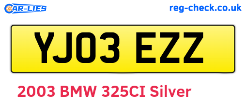 YJ03EZZ are the vehicle registration plates.