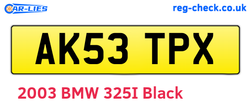 AK53TPX are the vehicle registration plates.