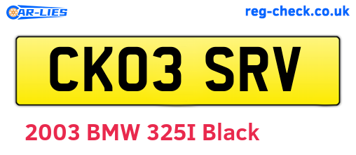 CK03SRV are the vehicle registration plates.
