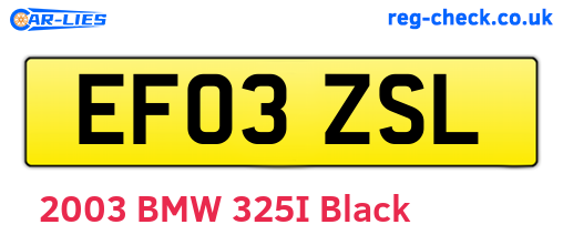 EF03ZSL are the vehicle registration plates.
