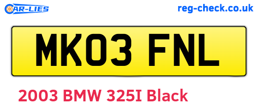 MK03FNL are the vehicle registration plates.