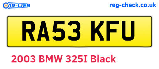 RA53KFU are the vehicle registration plates.