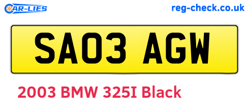 SA03AGW are the vehicle registration plates.