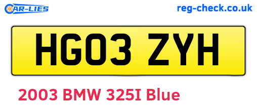 HG03ZYH are the vehicle registration plates.