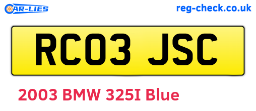 RC03JSC are the vehicle registration plates.