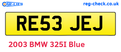 RE53JEJ are the vehicle registration plates.
