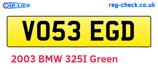 VO53EGD are the vehicle registration plates.
