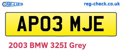 AP03MJE are the vehicle registration plates.