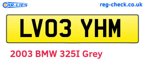 LV03YHM are the vehicle registration plates.