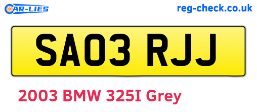 SA03RJJ are the vehicle registration plates.
