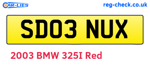 SD03NUX are the vehicle registration plates.