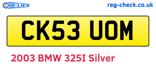 CK53UOM are the vehicle registration plates.