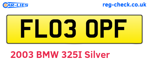 FL03OPF are the vehicle registration plates.