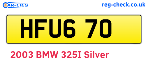 HFU670 are the vehicle registration plates.
