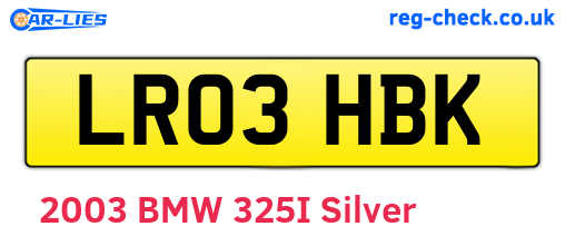 LR03HBK are the vehicle registration plates.
