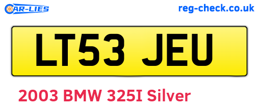 LT53JEU are the vehicle registration plates.