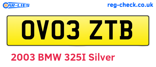 OV03ZTB are the vehicle registration plates.