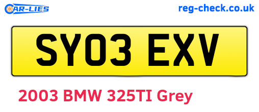 SY03EXV are the vehicle registration plates.