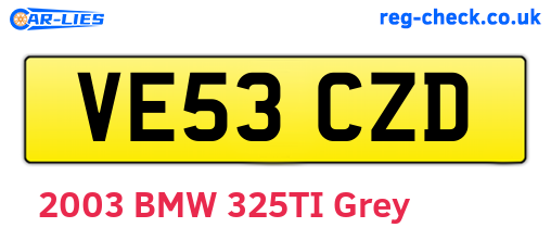 VE53CZD are the vehicle registration plates.