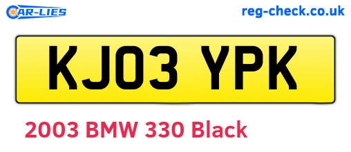 KJ03YPK are the vehicle registration plates.